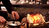Lighting a campfire