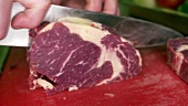 Slicing fore rib of beef