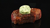 Fried beef sirloin with herb butter