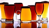 Many Types of Beer in Varied Glasses