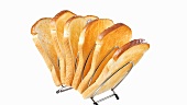 Slices of toast in toast rack