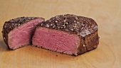 A sliced fried fillet steak (medium)