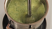 Ramson soup being puréed