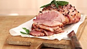 Glazed roast ham with cloves