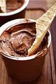 Cup of chocolate ice cream, close-up