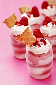 Raspberry ice cream in glass