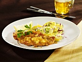 Wiener Schnitzel (breaded veal escalope) with potato salad