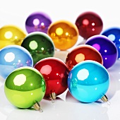 Shiny, coloured Christmas baubles