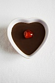 Heart-shaped chocolate pudding
