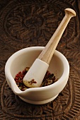 Spices in mortar with pestle