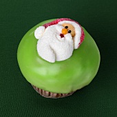 Cupcake with Father Christmas decoration