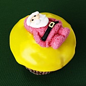 Cupcake with Father Christmas decoration