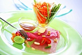 Tuna Tataki with Som Tam (Slice of tuna with papaya salad)
