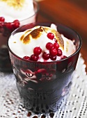 Cranberry dessert with meringue topping