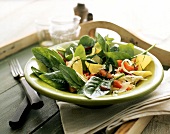 Nudel-Spinat-Salat mit Orangen Vinaigrette