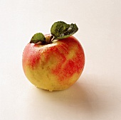 Ein rotbackiger Apfel mit Blatt freigestellt