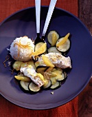 Lengfisch mit Orangen,Zucchini und Basmati-Reis.