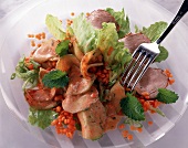 Linsen Gurken Salat mit Curry Dressing.