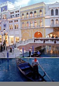 Der künstliche Canale Grande mit Gondeln im Hotel "Venetian"