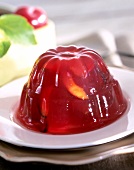 Jelly pudding on white plate