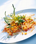 Sweet and sour noodle salad on plate