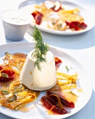 Parfait with saffron and fennel on plate