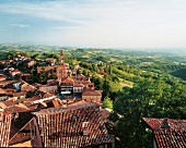 Montforte d'Alba, ital. Weinort in Langhe von Piemont, Vogelperspektive