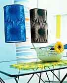 Hanging lamp shades with floral pattern