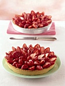 Strawberry mascarpone tart on plate