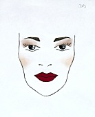 Sketch of woman's face with heavy make-up