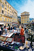 People at flea market in Old Town of Nice, France