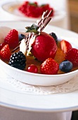 Close-up of dessert with berries kept in bowl