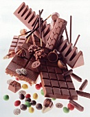 Verschiedene Schokoladensorten, Studio, Freisteller, close-up