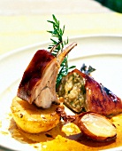 Close-up of Majorcan pork dish on plate