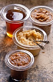 Chestnut honey, puree, chestnut puree in glass jars