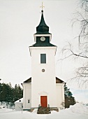 Lappland, Winter, Kirche von 1840 in Vilhelmina, Kleinstadt