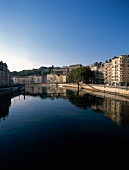 View of buildings beside Saone River in Lyon, France