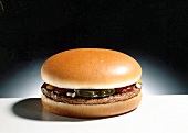 Hamburger on white table