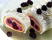 Close-up of blackberry jelly roll