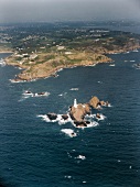 View of channel island, Bailiwick of Jersey, Aerial View