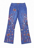 Jeans - Hose mit Blumenstickerei 