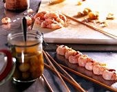 Ingredients for preparation of barbecue of prawns