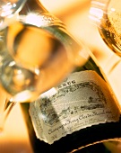Eine Flasche Champagner mit Etikett, "Champagne Krug Clos du Mesnil 1989"