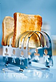Toast rack with two slices of toast
