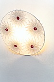 Floral pattern paper lamp arranged in circle on white background