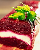 Close-up of waller terrine with beetroot