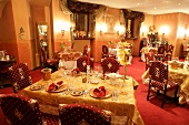 Tables laid in restaurant, Germany