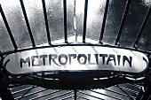 Close-up of Metro with a glass roof, Paris, France