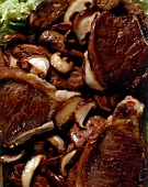 Close-up of stuffed lamb chops with liver