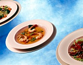 Variety dishes of Thai cuisine on plates